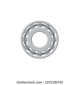 Vehicle Machinery Gear Isolated Bearings With Rotating Balls Realistic Icon. Vector Engineering And Machinery Gear, Grease Roller, Rolling Steel Wheel. Motion Bearing Vehicle, Motorcycle Spare Part