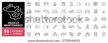 Vehicle maintenance editable line icons set. repair and mechanic symbols