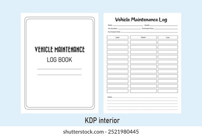 Vehicle Maintenance Log Book Kdp Interior Template