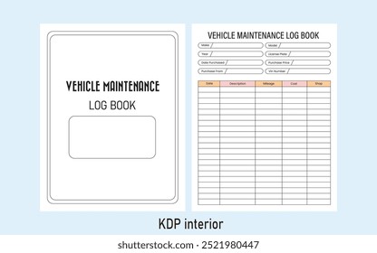 Fahrzeugwartung Protokollbuch KDP Innenausstattung Vorlage