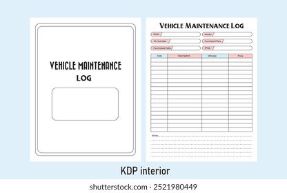 Vehicle Maintenance Log Book Kdp Interior Template