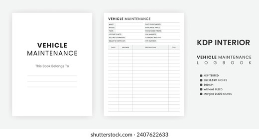 Vehicle Maintenance Log Book Printable, Vehicle Service Tracker Template, Vehicle Repairs and Maintenance