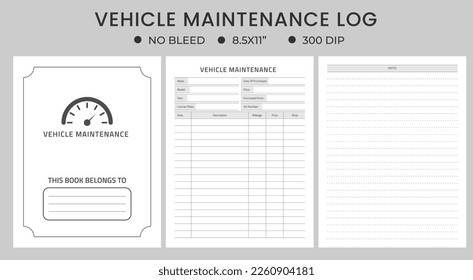 Vehicle Maintenance Log, Vehicle Maintenance Notebook