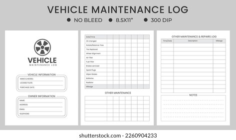 Vehicle Maintenance Log, Vehicle Maintenance Notebook