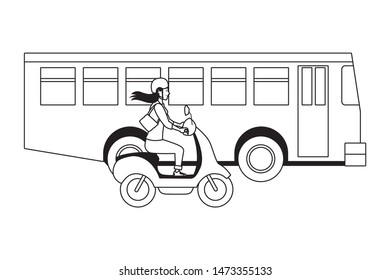 Vehicle and motorcycle drivers riding with helmet in the traffic vector illustration graphic design.