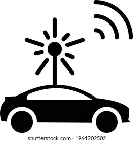 Vehicle Mounted Base Station for Self Driving Car Concept Vector Glyph Icon Design, Autonomous driverless vehicle Symbol, Robo car Sign, Automated driving system stock illustration