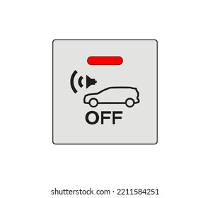 Vehicle Mute Button. Car Horn Off Button. Modern Car Sketch Drawing. Editable Line Icon.