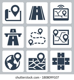 Vehicle Navigation and Road Related Vector Icon Set 2