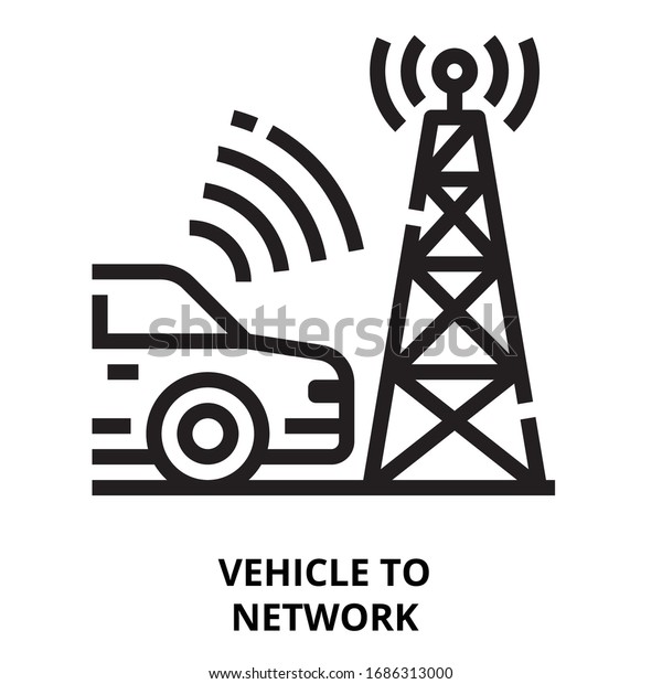 Vehicle to network icon for website,\
application, printing, document, poster design,\
etc.