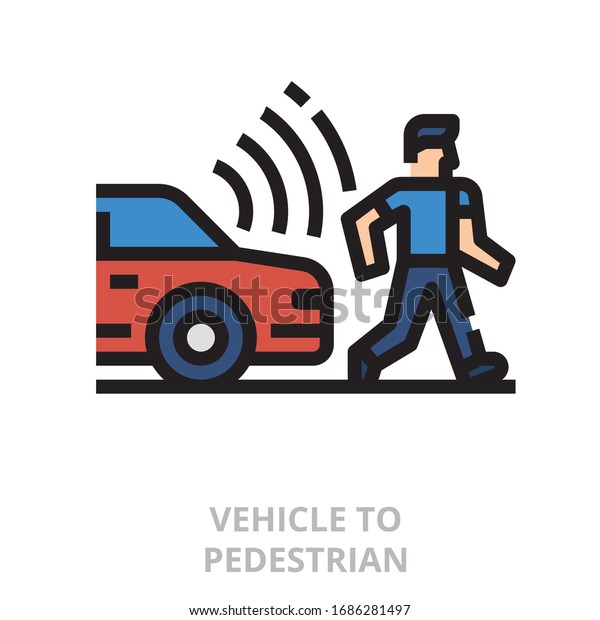 Vehicle to pedestrian icon for\
website, application, printing, document, poster design,\
etc.