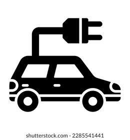 Vehicle with plug denoting eco car vector in modern style, electric car icon