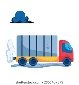 Vehicle pollution flat style icon 