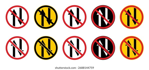 Vehicle prohibited for both direction traffic sign vector. It indicates that traffic flow is not allowed in this area. Circle traffic sign road sign vector template