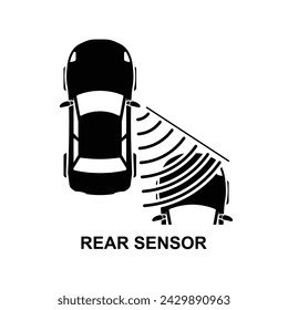 Vehicle rear sensor icon. Blind spot monitoring area zone isolated on background vector illustration.