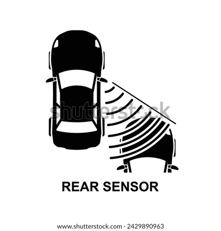 Vehicle rear sensor icon. Blind spot monitoring area zone isolated on background vector illustration.