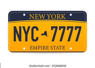 Vehicle registration of New York registration plates nummer car. Vector illustration.