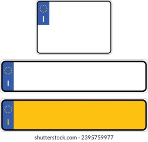 Vehicle registration plates of ITALY. EU country identifier. Vector illustration.