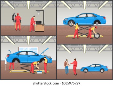 car mechanic with customer Stock Vectors, Images & Vector Art