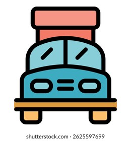 Vehicle roof box icon. Outline vehicle roof box vector icon color flat isolated
