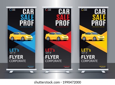 Vehicle sale roll up banner template graphic illustration design.