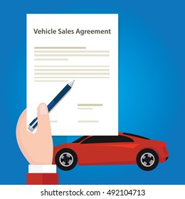 vehicle sales agreement document paper car hand holding document
