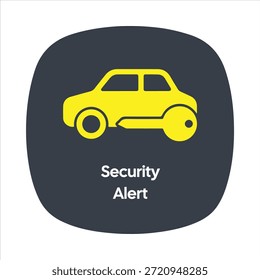 Vehicle Security Alert Icon – Yellow Car with Key Symbol – High Quality Vectorial Stock Image