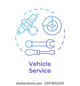 Vehicle service blue gradient concept icon. Car repair, maintenance. Transport management. Round shape line illustration. Abstract idea. Graphic design. Easy to use in infographic, presentation
