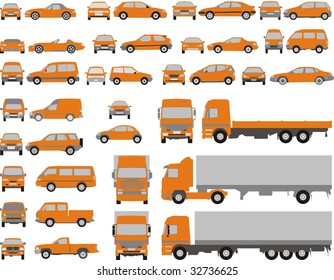 Vehicle shapes, car isolated silhouette on white background