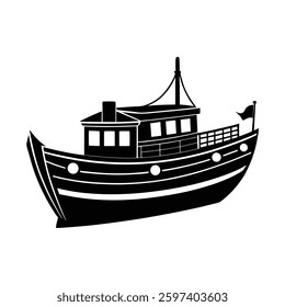 A vehicle Ship silhouette on white background