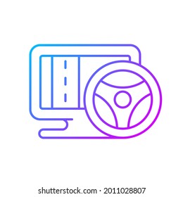 Vehicle simulation gradient linear vector icon. Players feels like controlling different real automobile on road. Thin line color symbols. Modern style pictogram. Vector isolated outline drawing