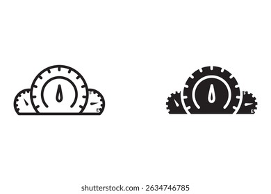 Conjunto de iconos del velocímetro del vehículo. Icono del indicador del velocímetro del coche
