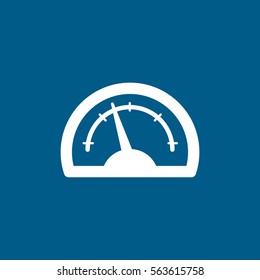 Vehicle Speedometer Tachometer Flat Icon On Blue Background