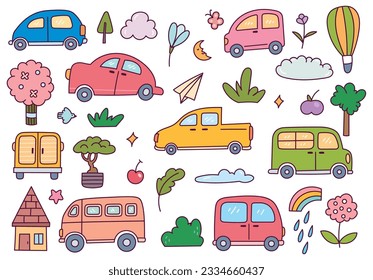 vehicle sticker doodle and other cute object collection