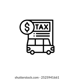 vehicle tax contribution outline icon and illustration