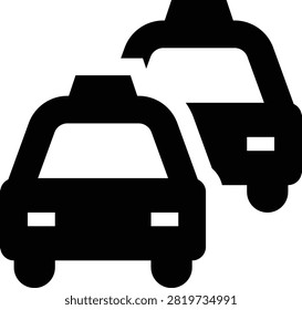 Vehicle Taxis Solid Icon, Multiple Taxi Cabs Fleet Transportation Service