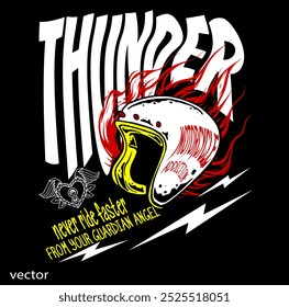 vehicle theme illustration design, and thunder slogan with words, cool for clothes