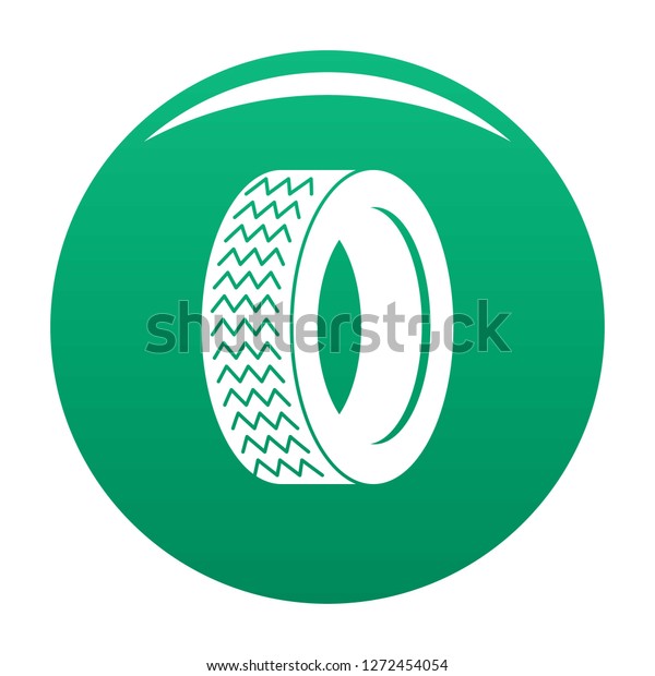 Vehicle tire icon. Simple illustration of\
vehicle tire vector icon for any design\
green