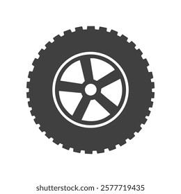 Vehicle Tire Icon with a Unique Rim Design
