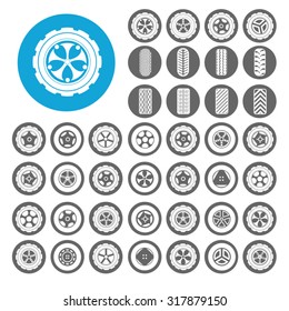 Vehicle Tire icons set. Illustration EPS10