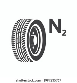 Vehicle Tire Illustration, Icon For Nitrogen Tire Filling Station 