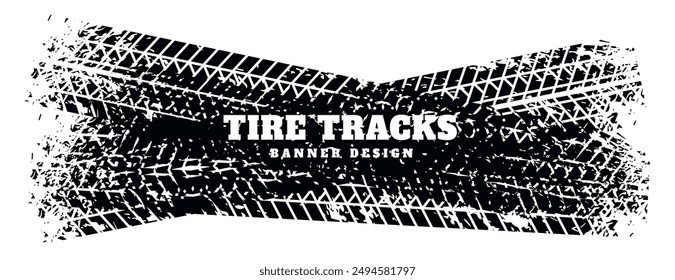 vehicle tire track pattern abstract banner for car or bike vector