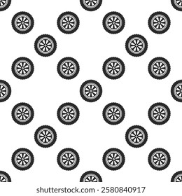 Vehicle tire vector seamless pattern - Car wheel and disc vector concept debackground element