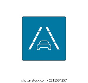 Vehicle Tracking System Button. Lane Tracking System. Modern Car Sketch Drawing. Editable Line Icon.