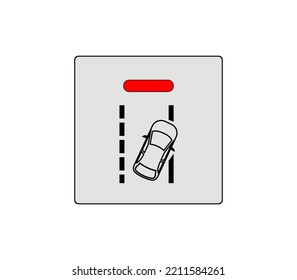 Vehicle Tracking System Button. The Lane Tracking System Is Turned Off. Modern Car Sketch Drawing. Editable Line Icon.