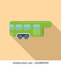 Vehicle trailer icon flat vector. Auto bus. Van camp