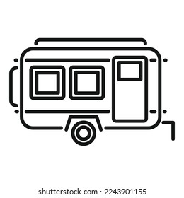 Vector de contorno del icono del remolque del vehículo. Caravana de coches. Autobús automático