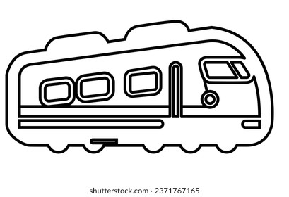 Vehicle Train Outline illustration. Vehicle Train vector Outline 