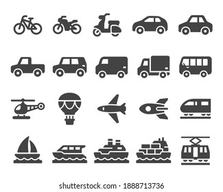 vehicle   transport icon set solid   glyph style vector   illustration