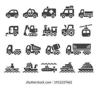 vehicle and transport icon set,vector and illustration