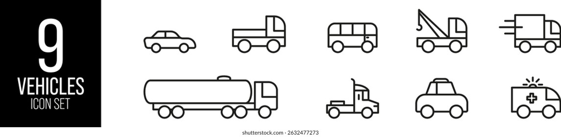 Vehicle and Transport Icons – Minimalist Design Collection